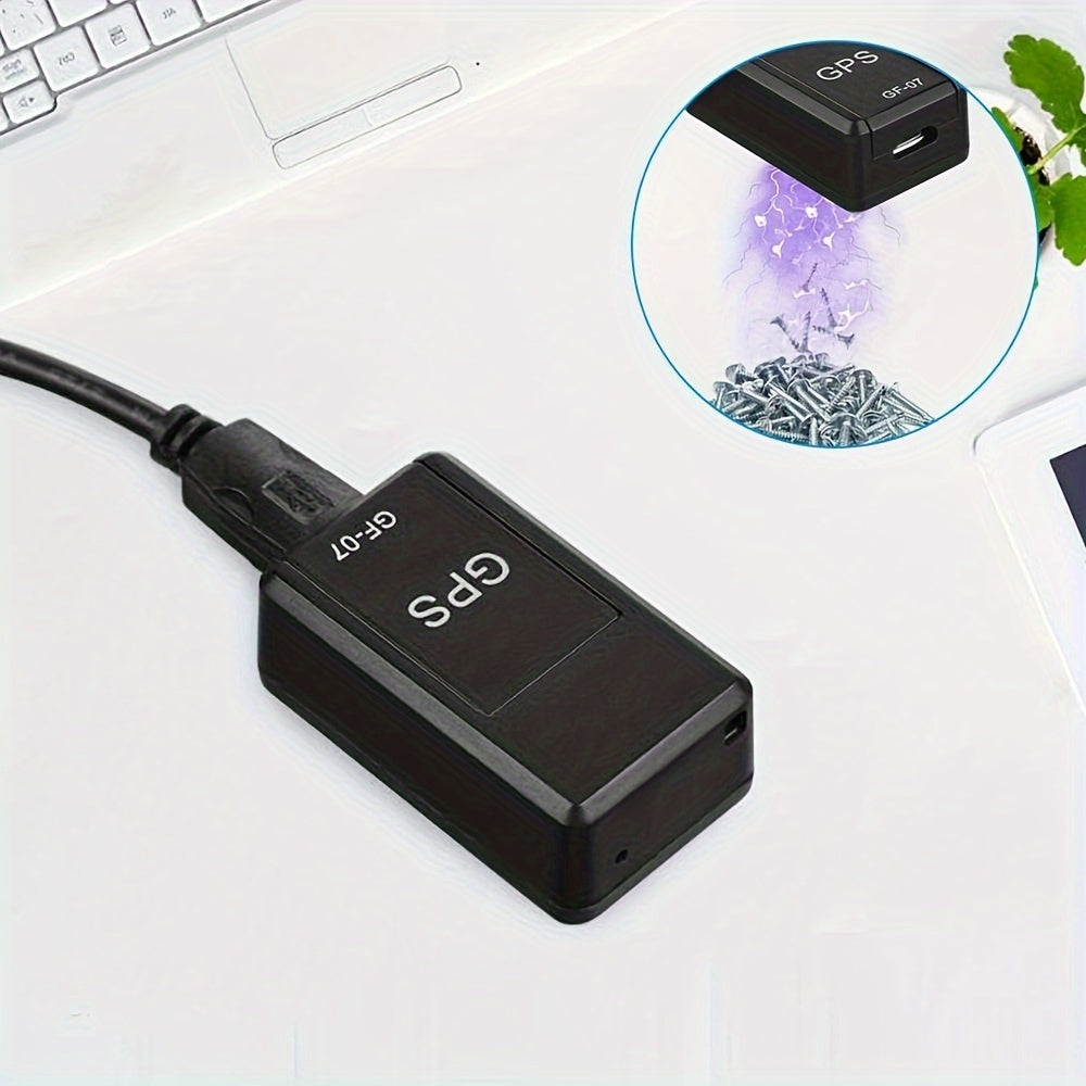 Compact magnetic GPS tracker for cars with real-time positioning, rechargeable battery, universal fit, and ≤36V operating voltage. Memory card/SIM card not included.