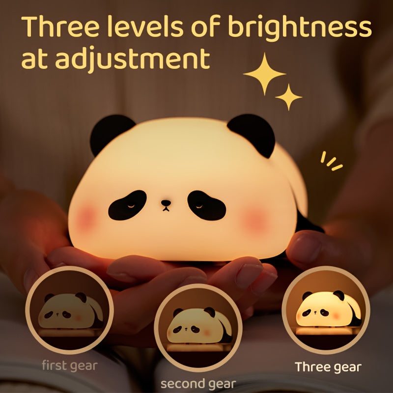 YETHKE Cute Panda Night Light: Touch control, USB rechargeable, adjustable brightness, modern design - perfect for bedroom decor.