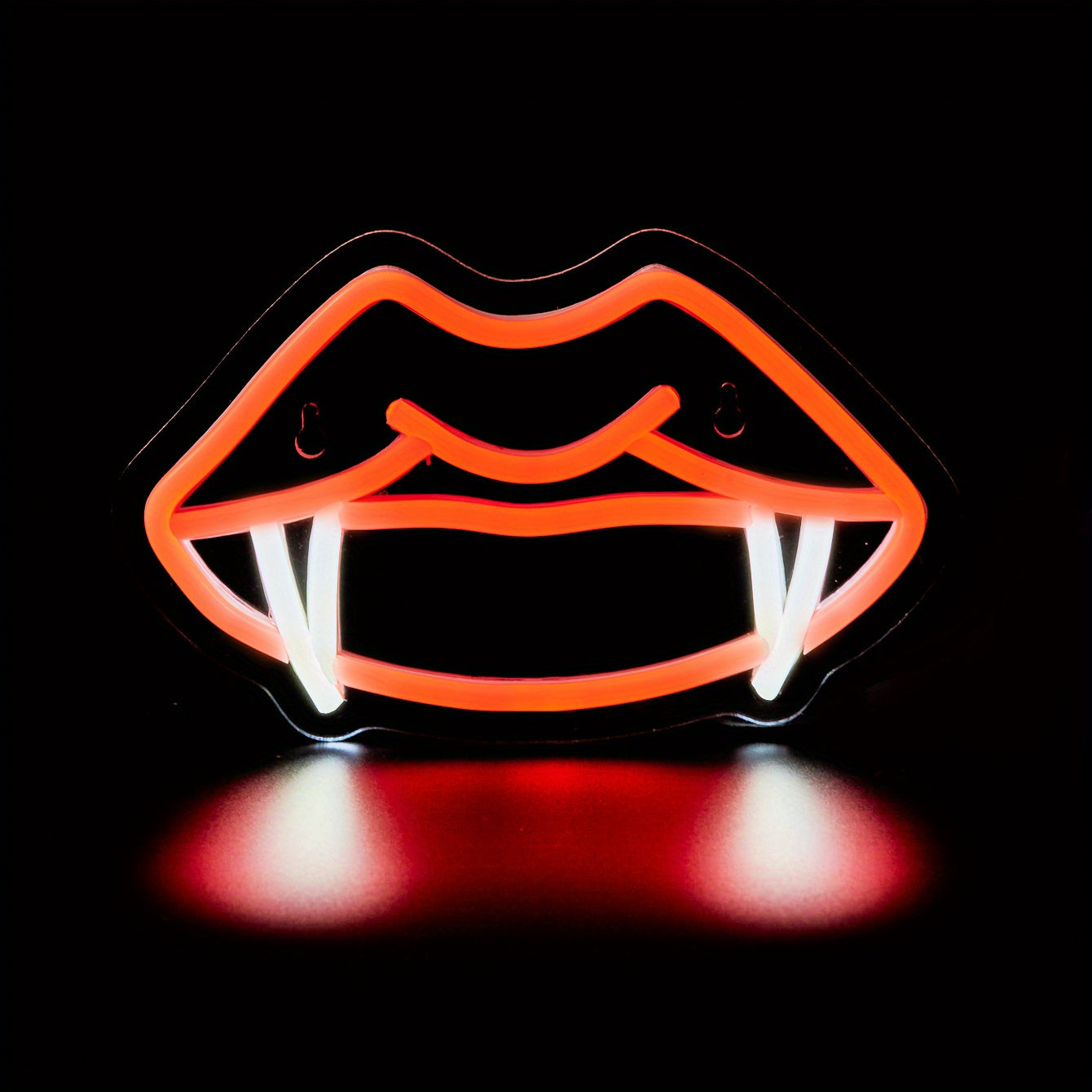 1 pc LED neon light of a backboard design with teeth and cool fangs, ideal for man cave decoration, powered by USB 5V.