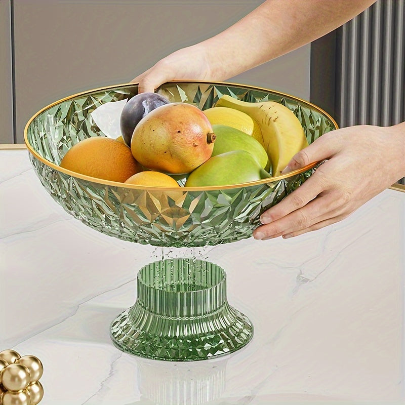 1 or 2 high-quality plastic fruit baskets with drainage holes, perfect for storing fruits and vegetables on countertops. Can also be used as a decorative bowl for dried fruits and candies.