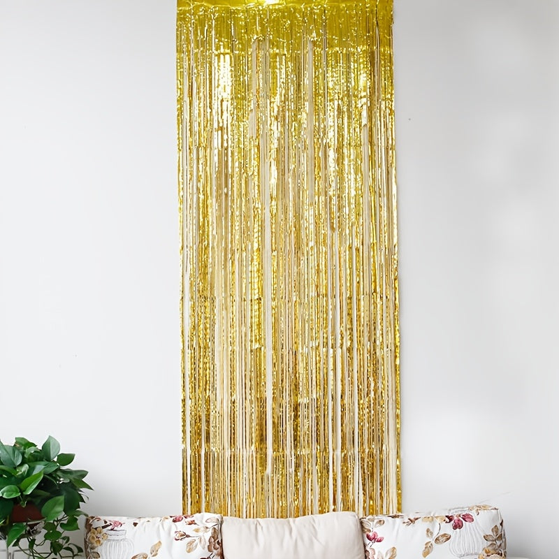 This gold rain ribbon, measuring 2 meters in length, is perfect for enhancing the decor at birthday parties, weddings, and other special events. It can also be used for holiday team decorations, as well as a festive gift for Christmas, Halloween, and