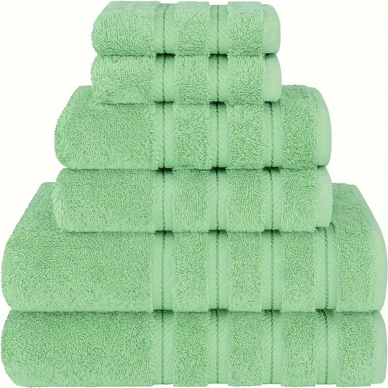 6-piece velvet towel set, thick and soft, absorbent. Suitable for home, hotel, etc. Includes towels in sizes 140.0*70.0cm, 75.01*34.01cm, and 34.01*34.01cm.