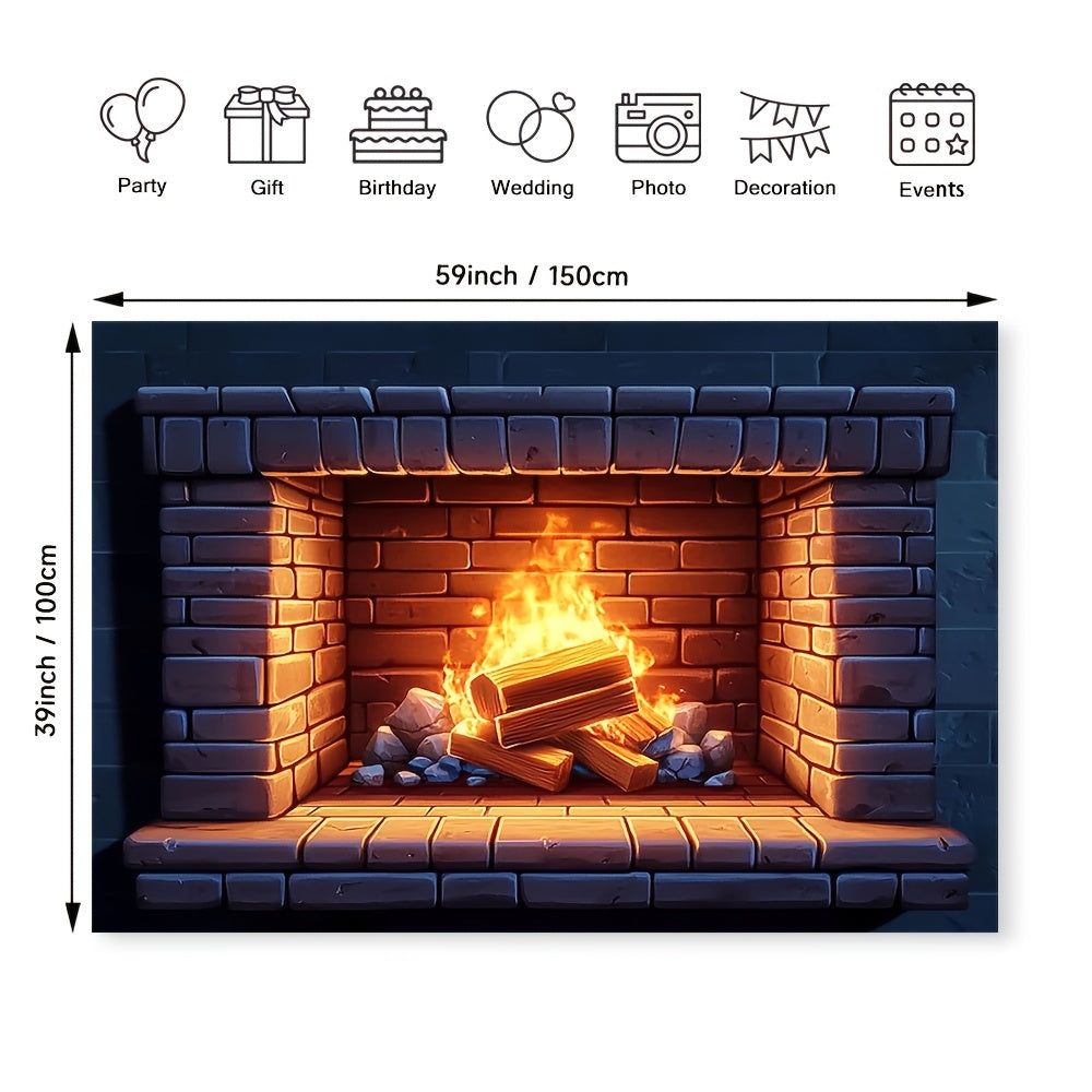 Create the cozy ambiance of a real fireplace with this 3D Fireplace Backdrop Cloth. Made from durable polyester, this wall decor is perfect for all seasons. Easy to hang with no need for electricity or batteries, it is a perfect addition to any bedroom