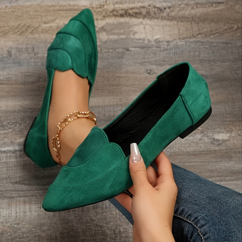 Stylish and lightweight Mary Jane flat shoes for all seasons, featuring a pointed toe, solid color, PU insole, and rubber sole.