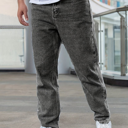 Men's Cotton Blend Wide Leg Denim Pants, Trendy Casual Jeans for All Seasons