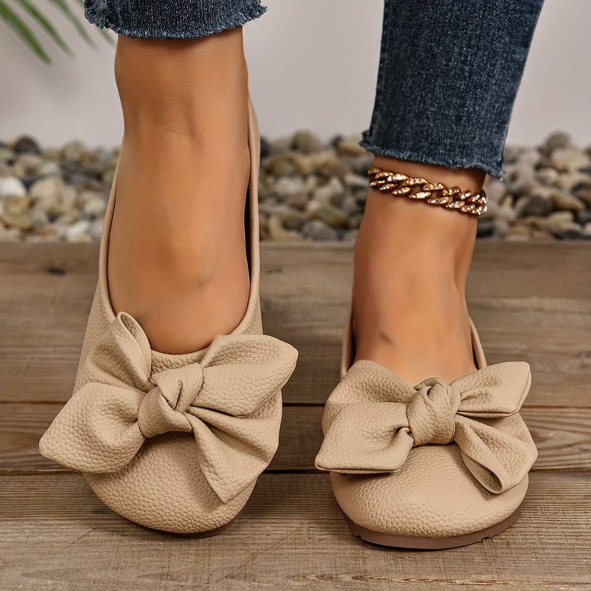 Chic beige Oxford flats with bow detail for work and casual wear.