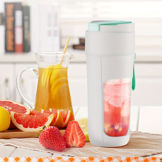 Portable USB rechargeable blender with 10 blades, perfect for making smoothies, shakes, and ice drinks. BPA-free and ideal for use at home, the gym, or while traveling.