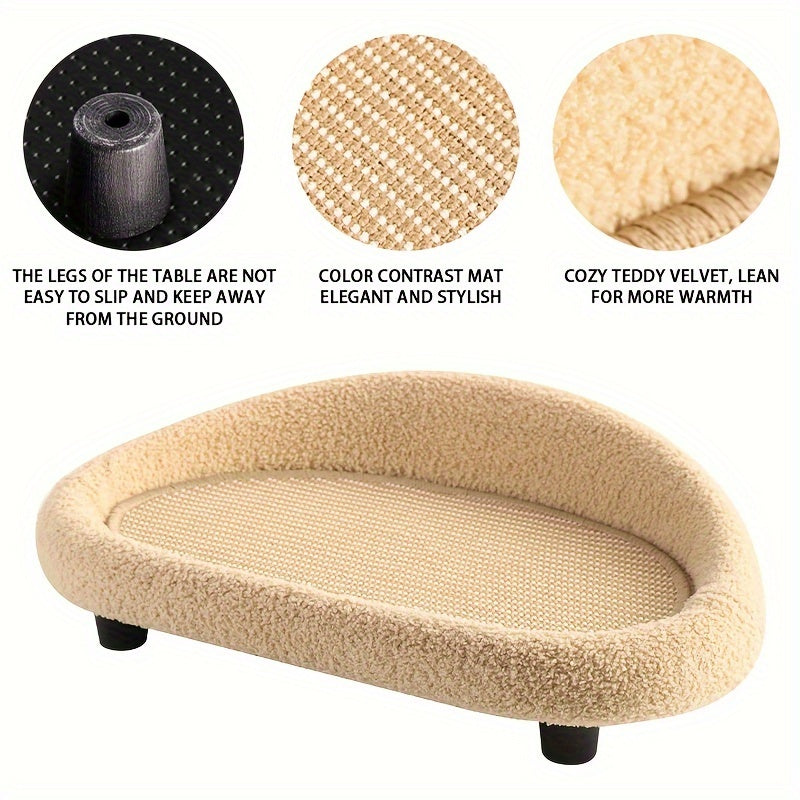 Cat Sofa Bed with Scratching Pad, Assembled Faux Hemp Scratcher, Durable Resting Area for Cats.