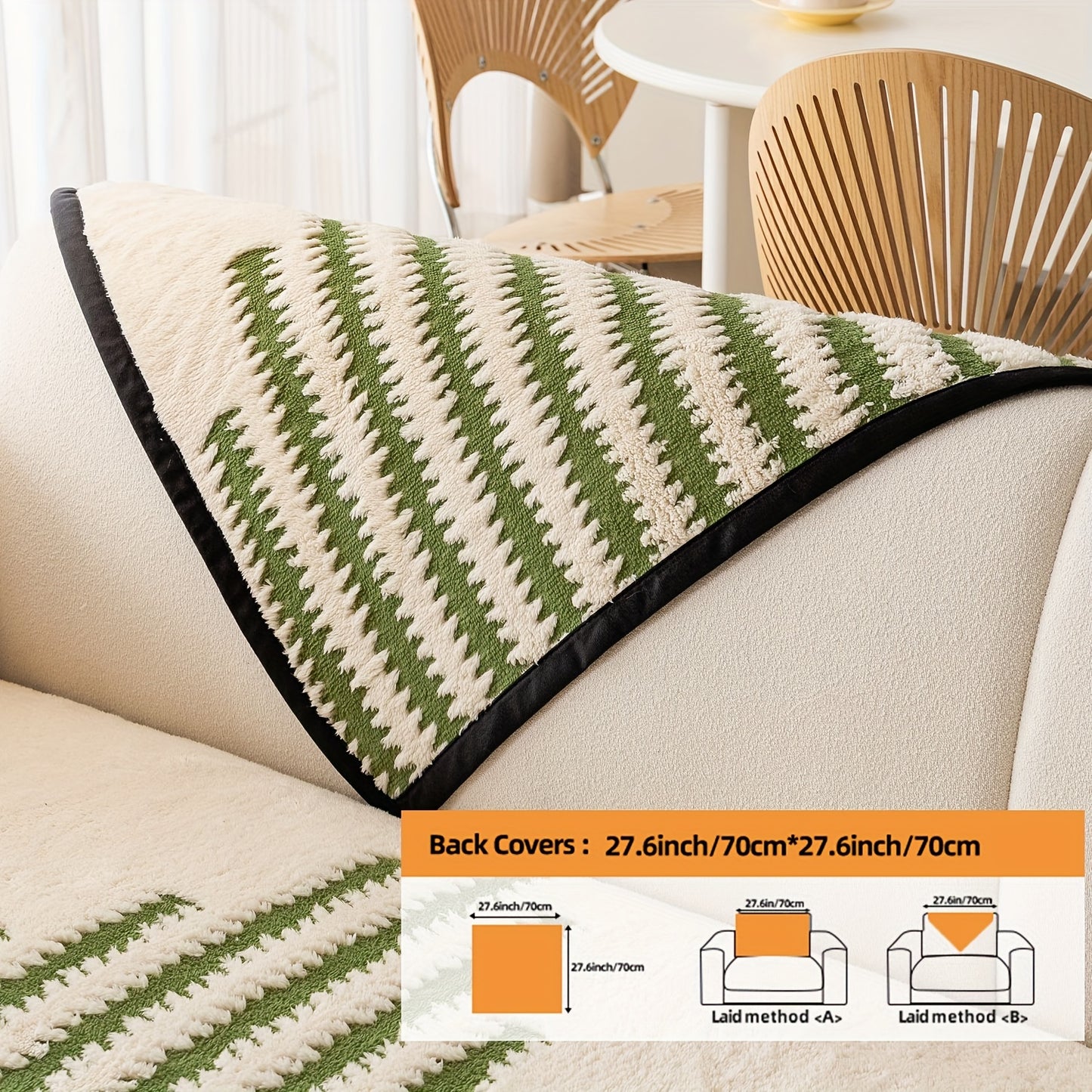 Modern Nordic-style sofa cover in black & white stripes, pet-friendly, anti-slip, ideal for 1-4 seater sofas in living room, bedroom, office.