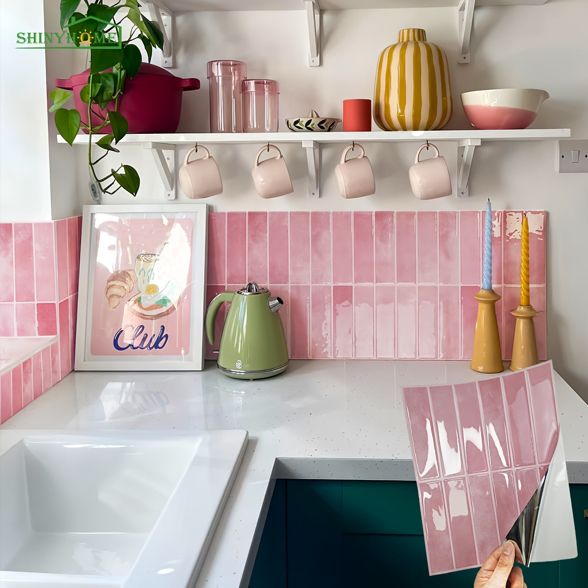 5/10/30pcs 3D self-adhesive wall tiles for kitchen and bathroom, heat-resistant, waterproof, removable, home decoration.