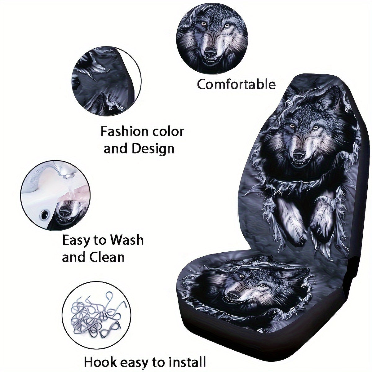 Convenient and versatile Wolf Print Car Seat Cover - Easy to install, clean, lightweight, and suitable for all seasons.