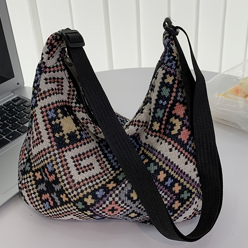 Single shoulder tote bag from the new spring and summer collection, perfect for daily use. Features stylish and versatile design with random zip direction and pattern printing.