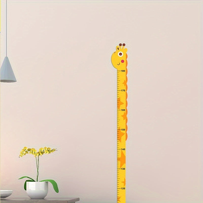 Cute cartoon animal height chart sticker for kids' rooms. Easy to install and self-adhesive.