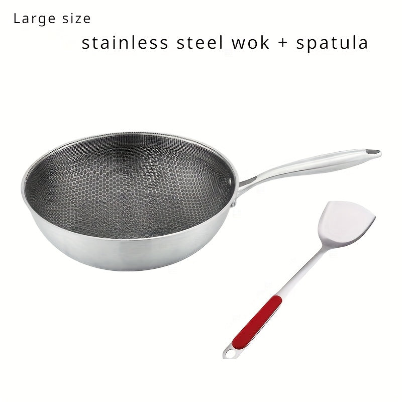 Multipurpose Stainless Steel Honeycomb Wok with Non-Stick Coating - Great for both Home & Restaurant Cooking, Works with Induction Stovetops, Perfect for Feeding a Crowd at Home or on your next Camping Trip.