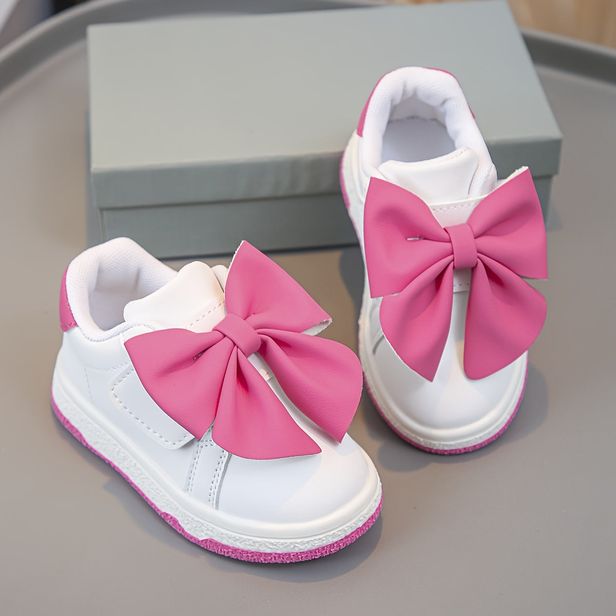 Girls' White Shoes with Seasonal Pink Bows