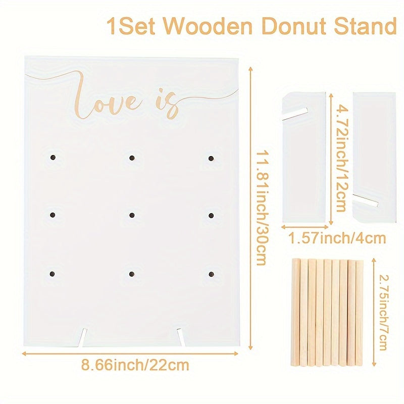 Wooden Donut Wall Stand - Perfect for Wedding Anniversaries, Birthdays, and Home Decor - Includes Dessert Shelf and Doughnut Storage Rack