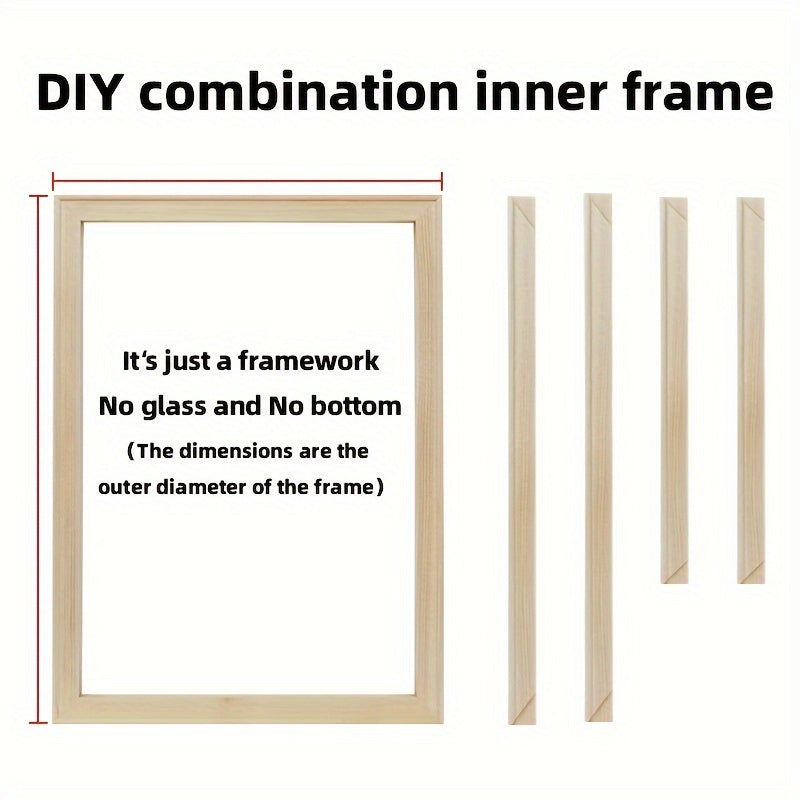 Modern pine wood picture frame kit for DIY canvas art, suitable for oil and diamond painting, and ideal for decorating living rooms, kitchens, and home offices.