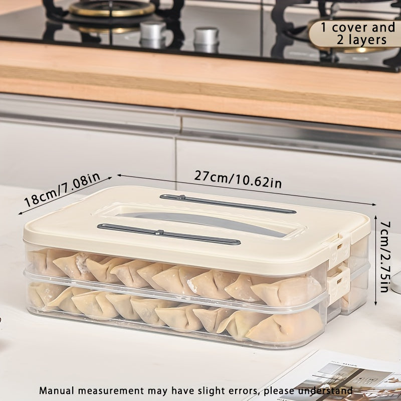 One-piece dumpling, pastry, and storage box made of plastic. Suitable for refrigerator storage, fresh preservation, small items, office supplies, and is portable and handheld.