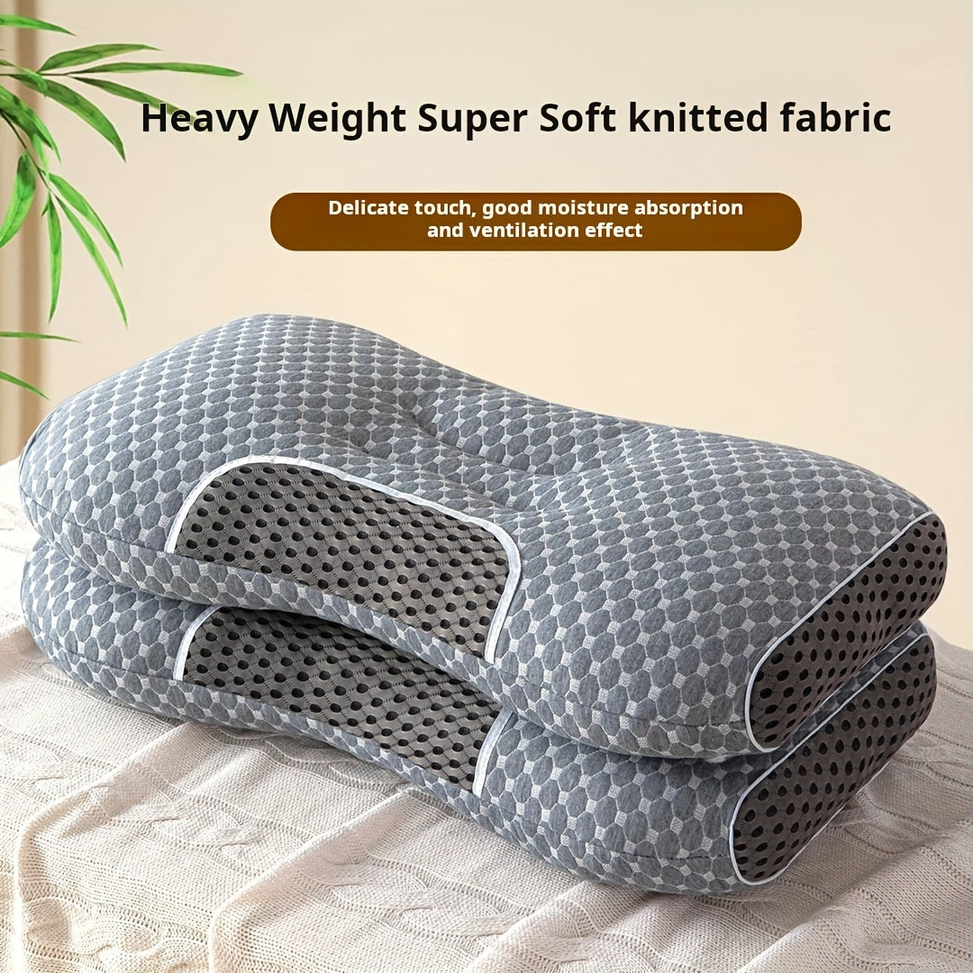 Knitted Thin Pillow with Cervical Neck Support, Sleep Massage Pillow Core, Moisture-Wicking Breathable Pillow Perfect for Home Decor in Living Room or Bedroom