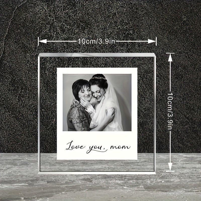 Customized Acrylic Photo Frame featuring "Love You, Mom" Engraving - Adaptable Decorative Piece for Inside and Outside, Strong and Long-Lasting Material, Versatile Tribute for Mother's Day, Birthdays, and Celebrations