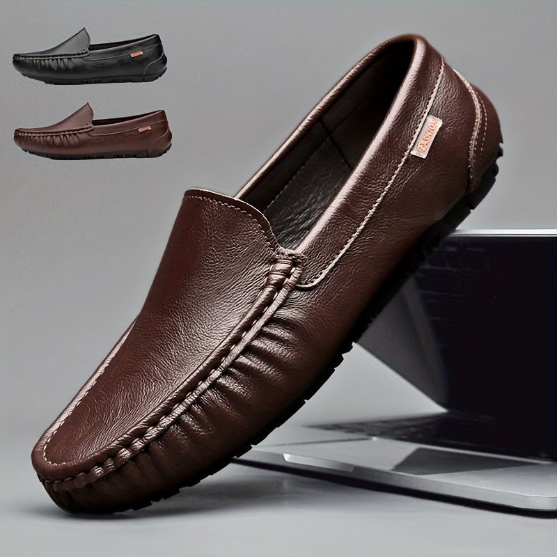 Men's Split Cowhide Leather Loafers, Lightweight Slip-On Shoes for Outdoor Activities in Spring and Summer.