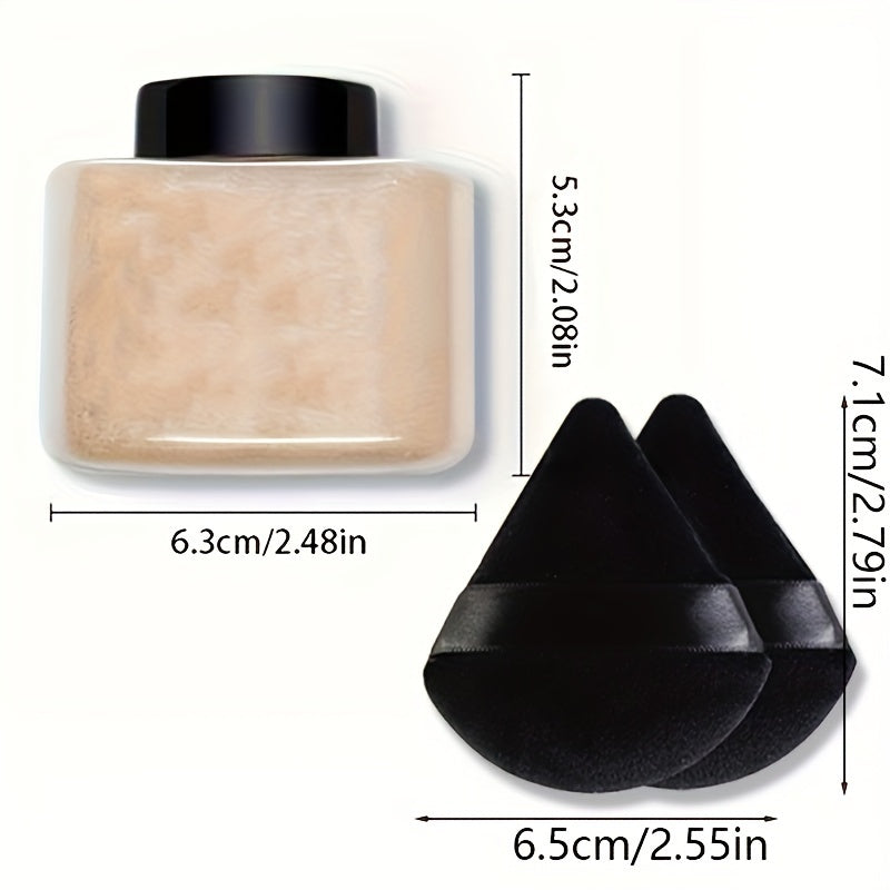 FANA Luxury Matte Finish Loose Powder with Oil Control, Lightweight Concealer, Waterproof Formula, Universal Skin Tone, for All Skin Types, Includes Triangle Beauty Sponge, 1.0oz/30g