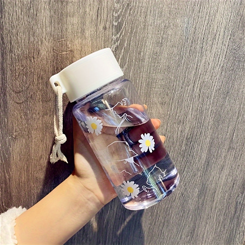 Daisy Flower Water Bottle - Cute Kawaii Plastic Cup, Portable, Great for Travel, Birthday Gift