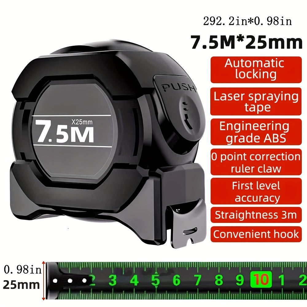 Durable self-locking steel tape measure in 5/7.5/10m metric lengths for office use. High precision and wear-resistant.