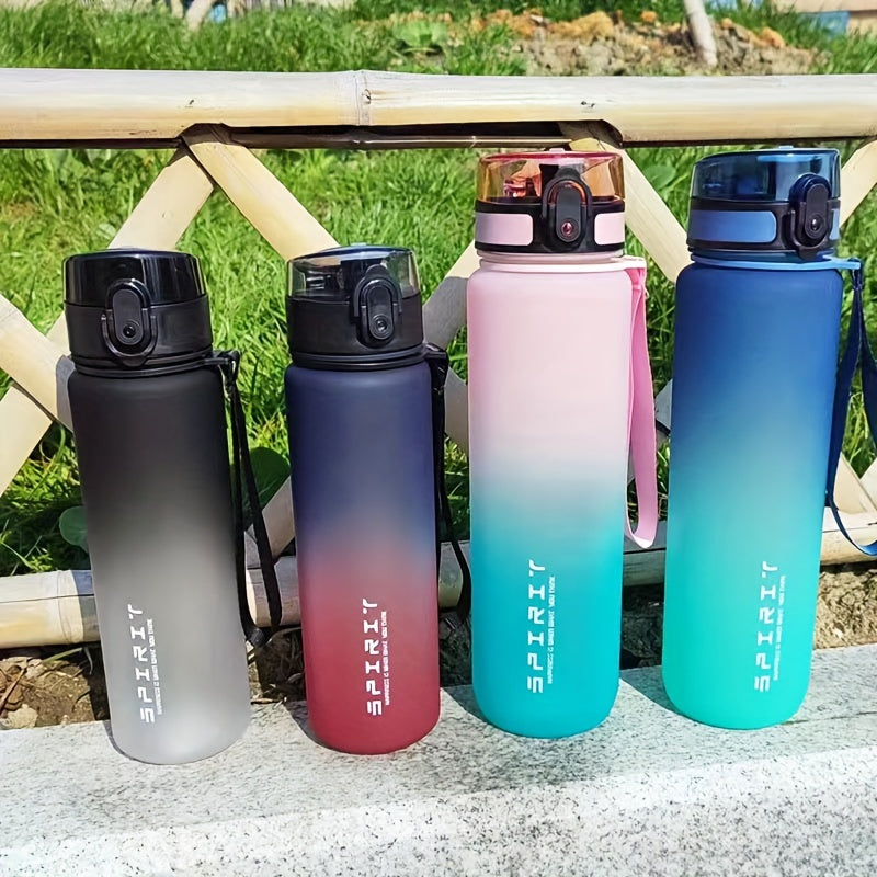 Large capacity water bottle with time scale, ideal for home and outdoor sports - BPA-free, portable and easy to drink from.