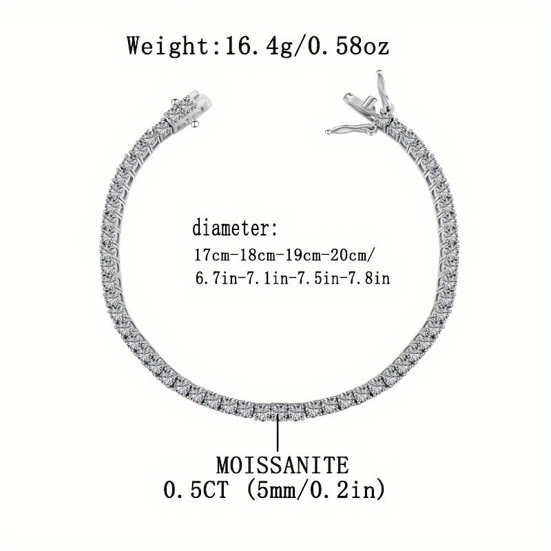 Браслет в стиле богемы из серебра 925 пробы с покрытием из моиссанита, 15.5-18.5 карата для женщин. Идеален для повседневной носки или особых случаев. Отлично подходит для юбилеев, дней рождения или Марди Гра. Включает сертификат и подарочную коробку.