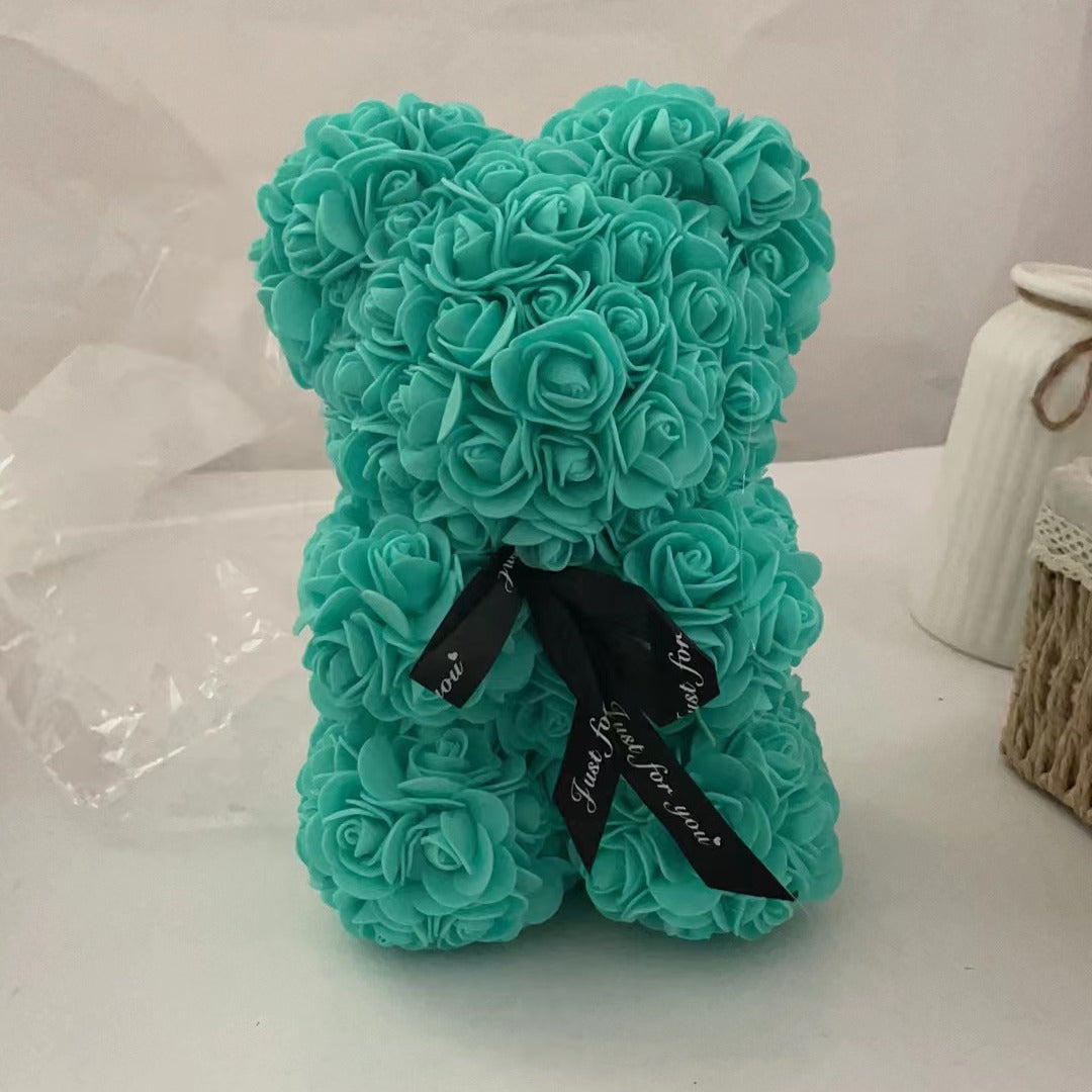 Rose bear made of foam flowers, perfect for Valentine's Day, Mother's Day, anniversaries, weddings. Size: 16.99*22.99cm. Great gift for birthdays.