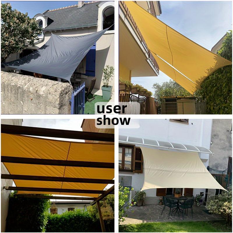 Waterproof rectangular sunshade sail for patio and garden made of durable polyester blend.