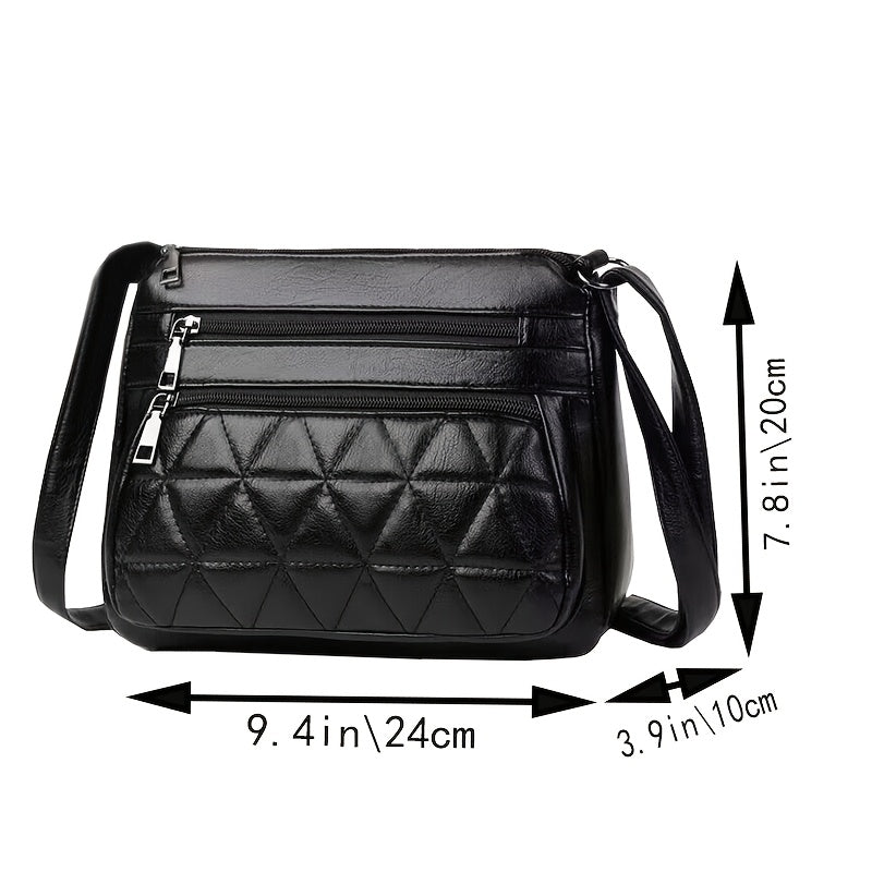 Women's black casual crossbody bag with adjustable strap, ideal for outings, durable and small