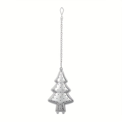 Festive Christmas Tree-Shaped Stainless Steel Tea Infuser - Ideal Loose Leaf Tea Strainer for Holiday Celebrations, Tea Parties, and Gifts - Includes Chain for Easy brewing and Tea Gifts