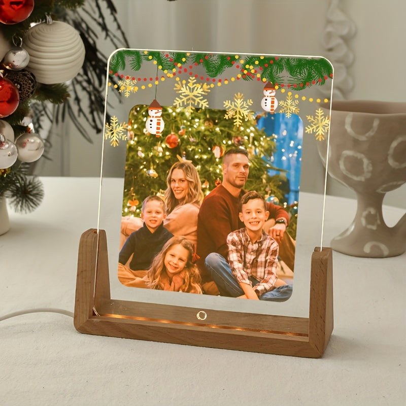 Custom Illuminated Acrylic Christmas Photo Frame: Add a Personal Touch to Your Holiday Decor with a Unique Display for Your Family's Memories