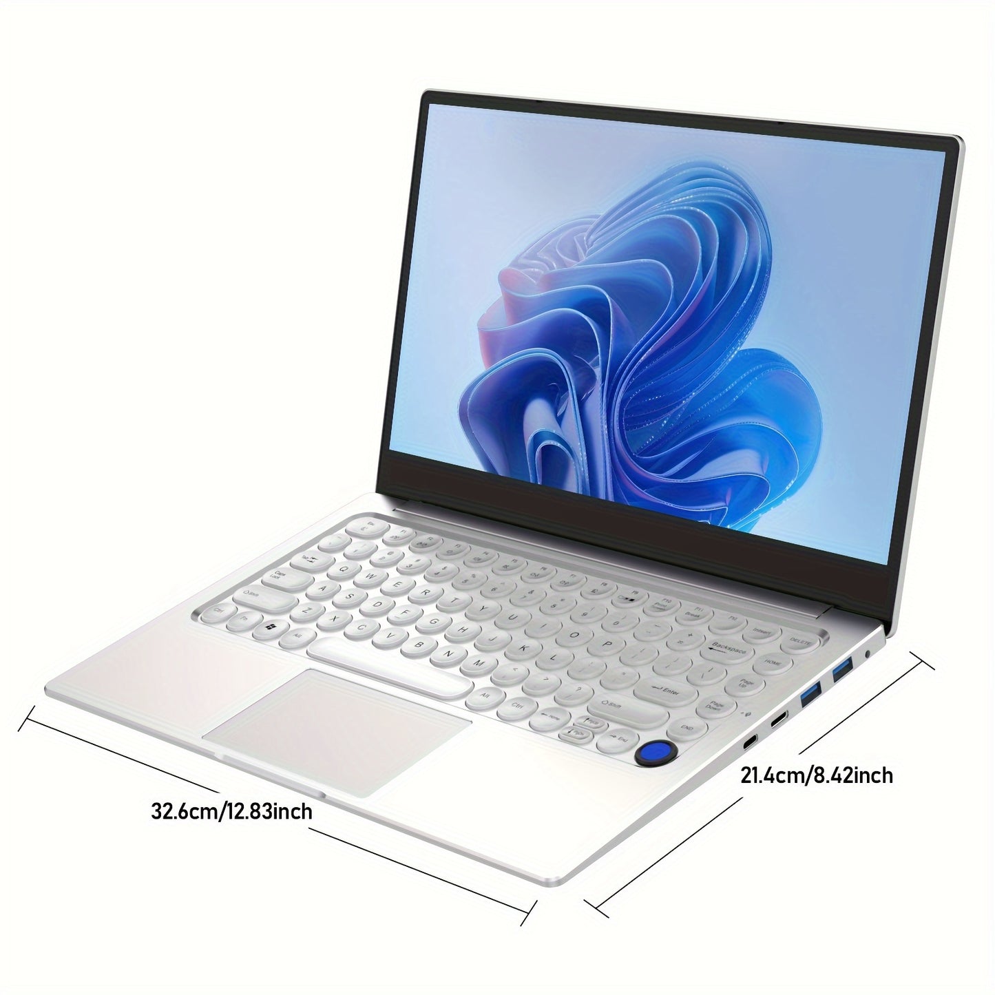 Auusda 35.81cm laptop with 11 Pro, N5095 CPU, 16GB RAM, 512GB SSD, fingerprint authentication, 7-color backlight, retro circular keyboard, built-in camera, USB 3.0.