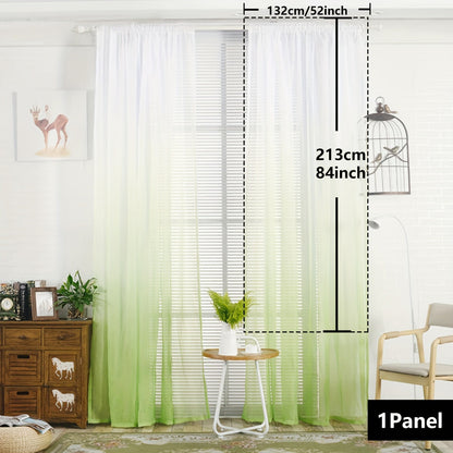 Elegant home decor - 1pc of gradient sheer curtains featuring top & bottom two-tone design in wear rod style.