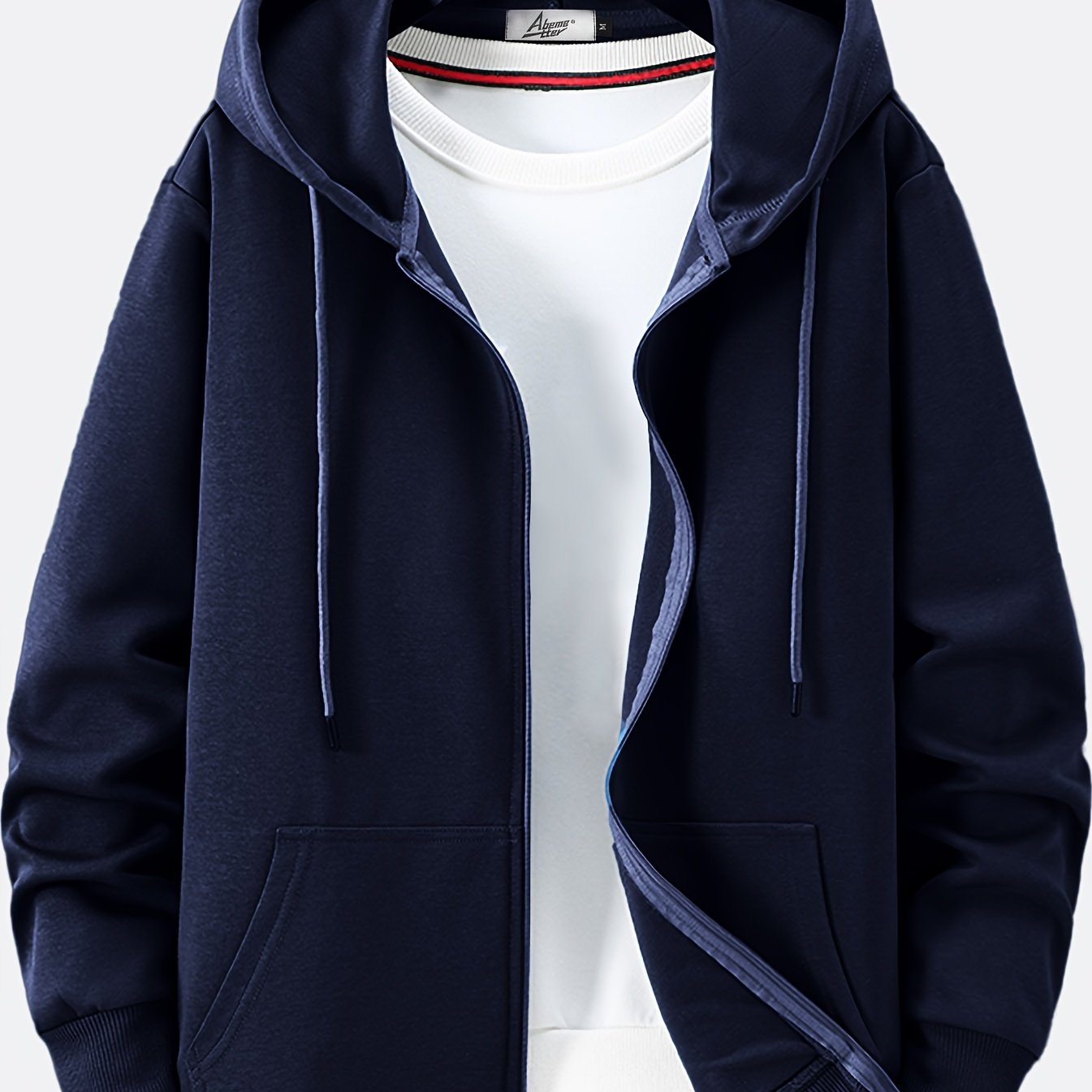 Men's Thin Solid Cotton Zipper Hooded Sweater Coat