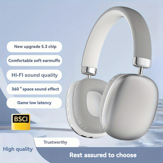 Wireless DJ headphones with 5.3 chip, long-lasting battery, 200 hours of playback time, comfortable protein ear cushions, 360° surround sound, noise-canceling voice calls, volume control