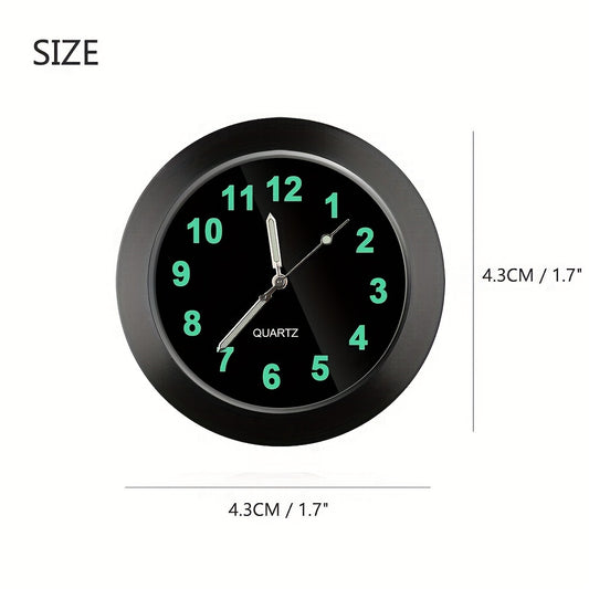 Universal round car clock, stick on electronic dashboard.