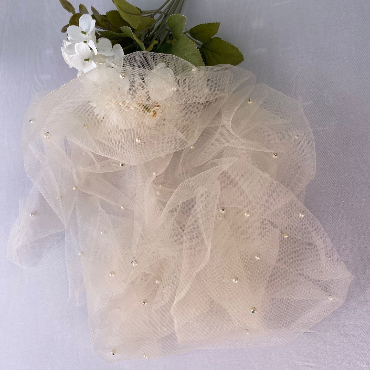 One Pearl Chiffon Table Runner for Wedding Reception or Bridal Shower Decor.