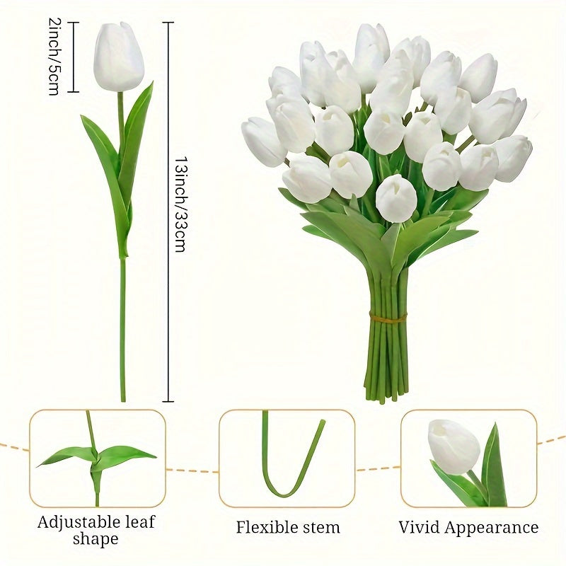 10pcs Elegant White Tulip Artificial Flowers - Perfect for Valentine's Day, Spring Wreaths, Weddings, Home, Office, and Parties