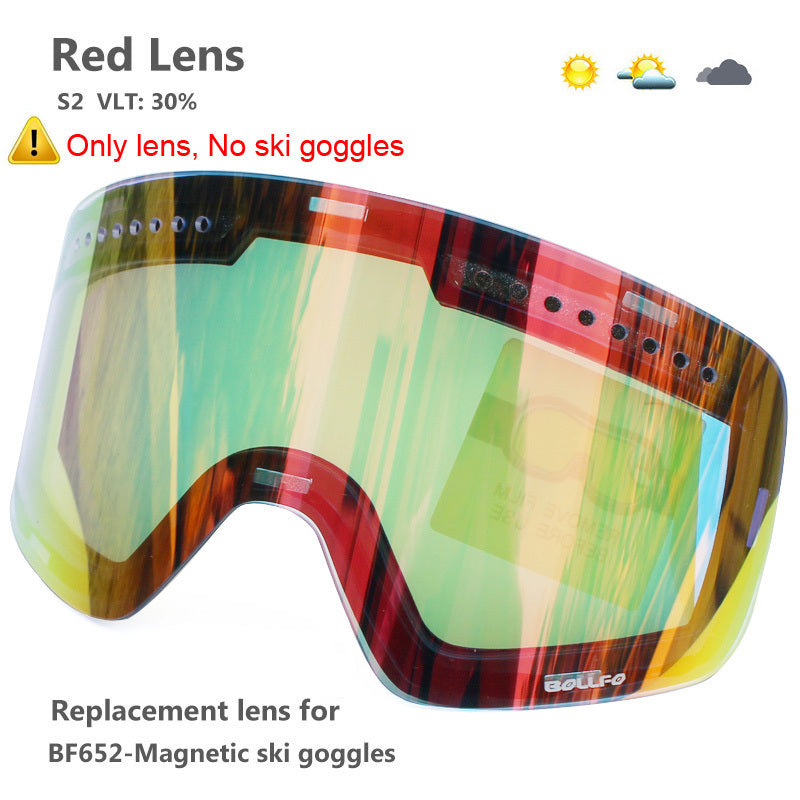 BOLLFO Anti-Fog Ski Goggles for Adults with Magnetic Double Layer Lens, Durable Frame, and Multiple Color Options.