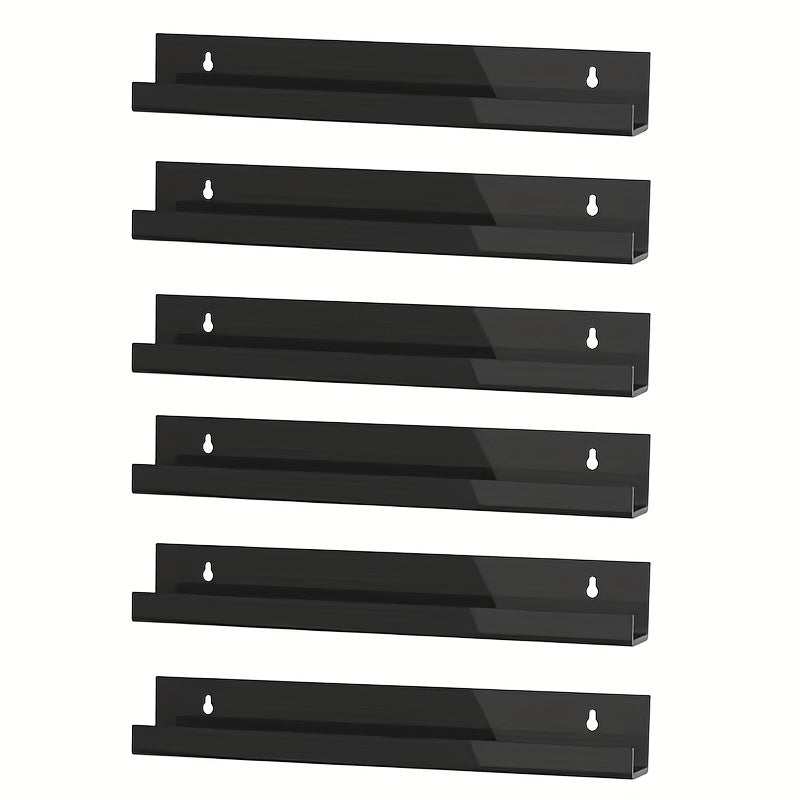 One piece of a 12-inch Acrylic Record Rack in black, used to display records and CDs on the wall.