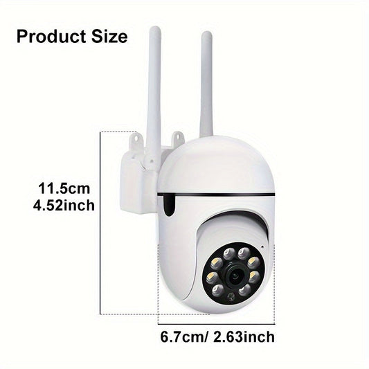 Five high-definition outdoor security cameras featuring auto tracking, night vision, motion alerts, and two-way audio. Can connect to 2.4GHz WiFi for remote viewing from a smartphone, suitable for both indoor and outdoor use.