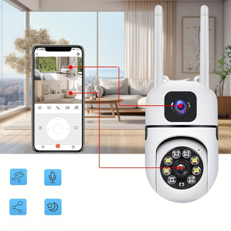 Security Camera with Full-Color Night Vision, Motion Tracking, Two-Way Audio, and WIFI Connectivity