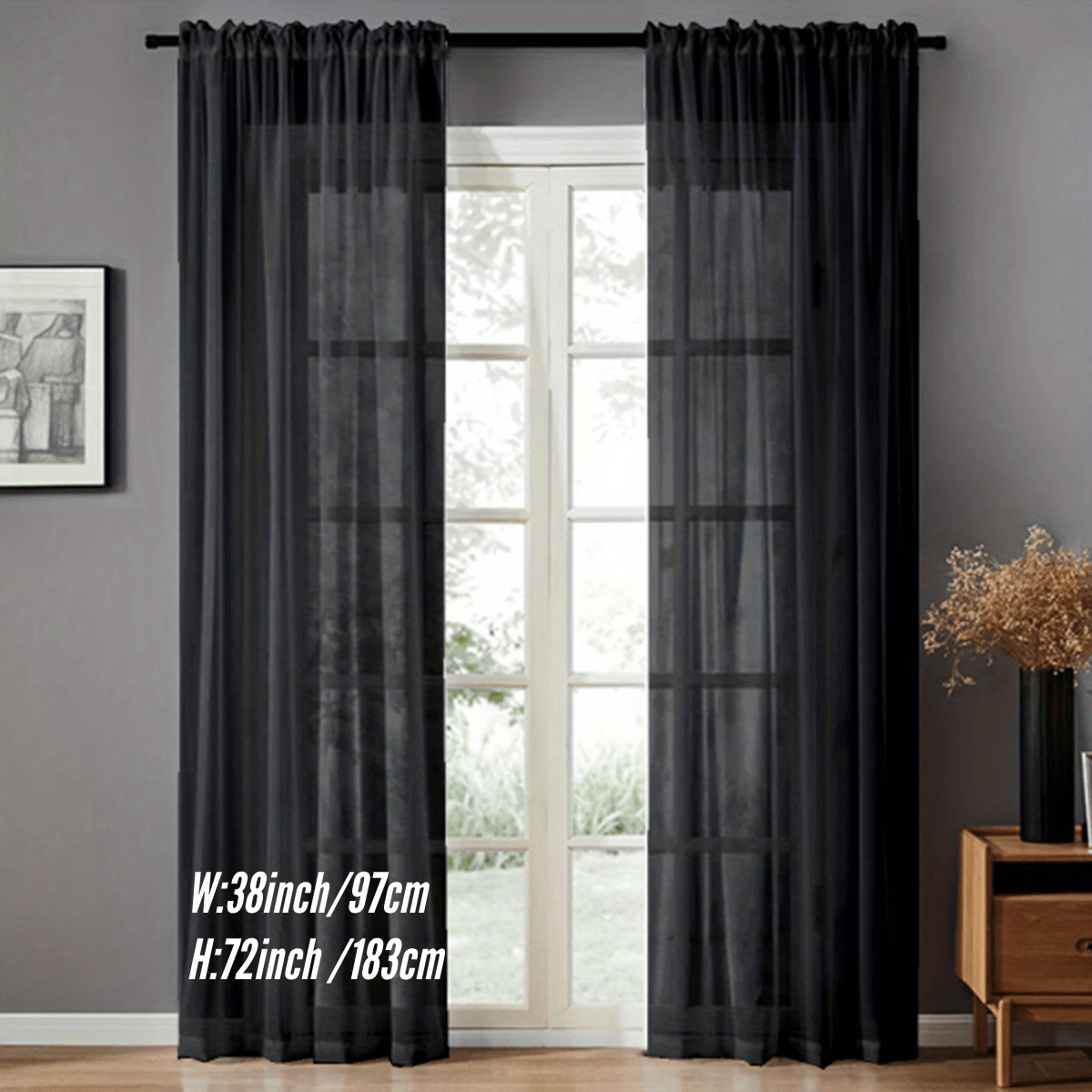 Pair of Sheer Voile Curtains with Rod Pocket for Kitchen, Bedroom, and Living Room Home Decor