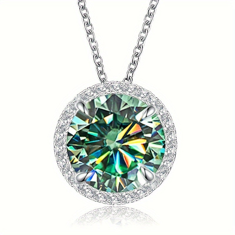 Luxurious pendant necklace made with 5ct red golden yellow Moissanite set in S925 Sterling Silver, suitable for both men and women. Perfect for engagement, marriage, or anniversary gift. Comes in a gift box, weighing 4g/0.14oz. Ideal for celebrating a