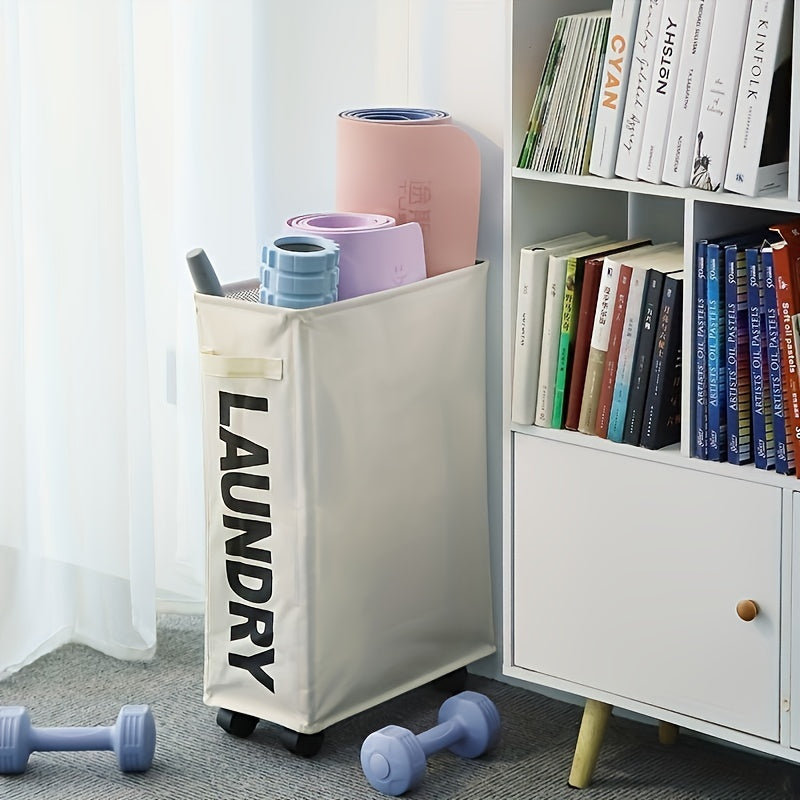 Fabric Laundry Basket with Wheels and Dust-proof Mesh Cover - Ideal for Transporting and Sorting Clothes