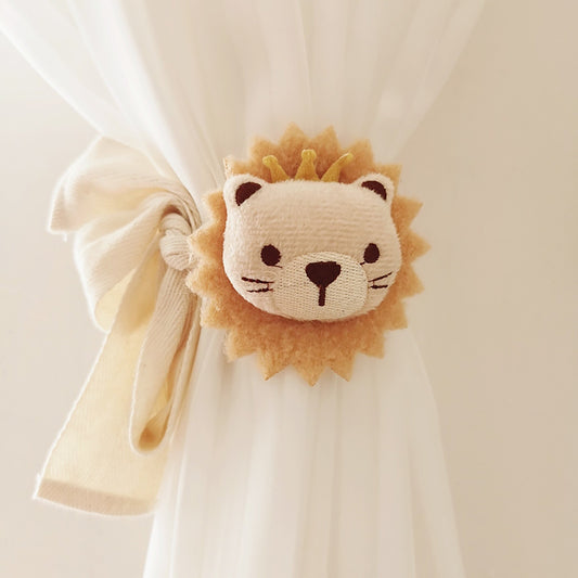 Two-Pack of Modern 3D Cartoon Animal Curtain Tiebacks made of Polyester, Adjustable No-Drill Curtain Holdbacks for Living Room, Bedroom, Home Decor - Unique Animal Design Clasps to Add Warmth and Creativity to your Home.